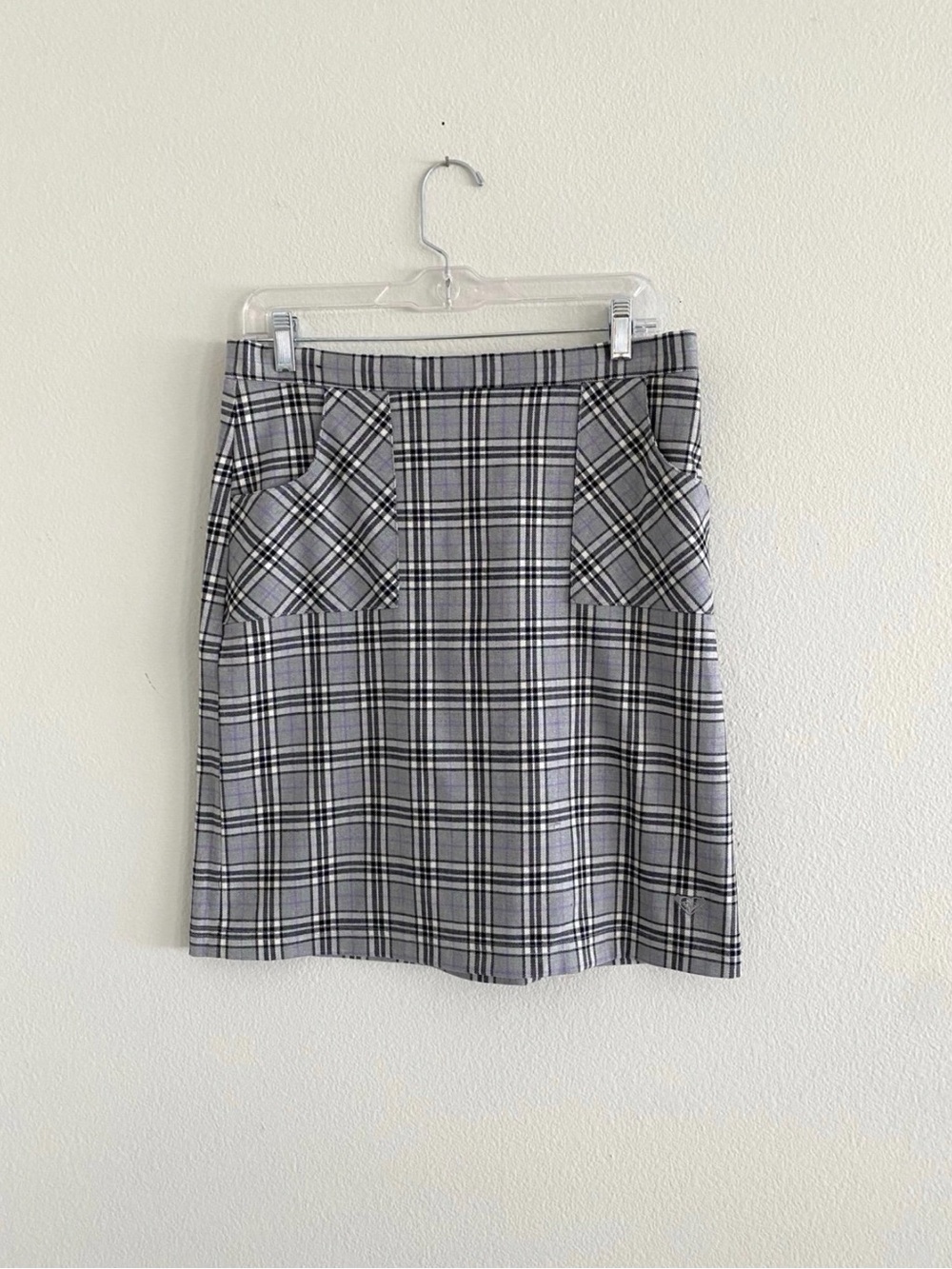 90s Roxy plaid pencil skirt with front pockets